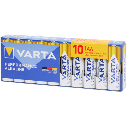 Bijpassende 10x AA batterij Varta Performance Alkaline