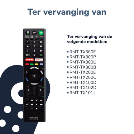 Bedienbaas Afstandsbediening geschikt voor Sony RMT - TZ300A - IR Bediening – Netflix & YouTube - Alleafstandsbedieningen.nl