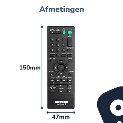 Bedienbaas DVD/CD Afstandsbediening - Geschikt voor Sony - RMT - D198A/RMT - D198P/DVP - SR serie - Alleafstandsbedieningen.nl
