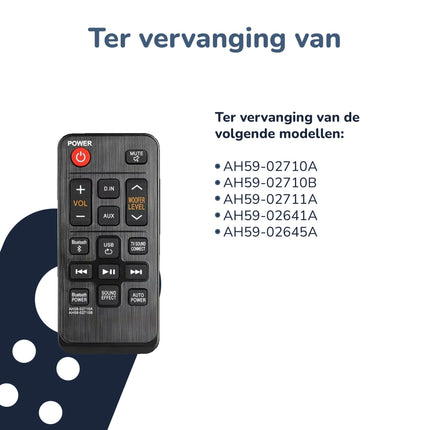 Bedienbaas Soundbar Afstandsbediening geschikt voor Samsung AH59-02710 serie, 02711A, 02641A - Alleafstandsbedieningen.nl