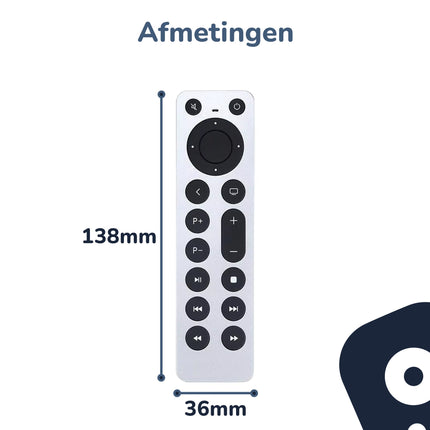 Bedienbaas universele afstandsbediening geschikt voor Apple TV 1/2/3/4/HD/4K - Plug & play - Aluminium behuizing - Alleafstandsbedieningen.nl