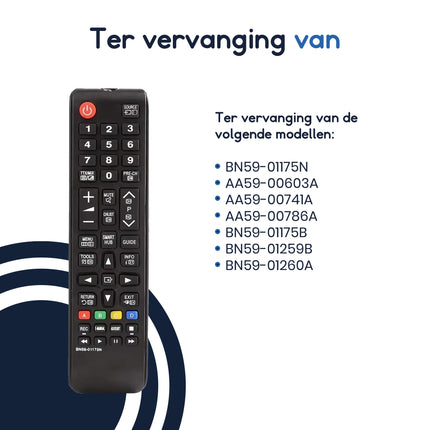 Ibley Afstandsbediening voor BN59 - 01175N - Geschikt voor Samsung TV’s - Alleafstandsbedieningen.nl