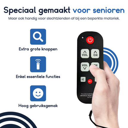Ibley Senioren Afstandsbediening - Universeel met grote toetsen - Alleafstandsbedieningen.nl